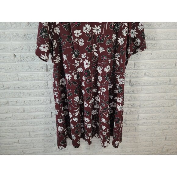Jessica London Womens Dress 28W Plus Short Sleeve Casual Burgundy FLO149XE - Picture 5 of 12